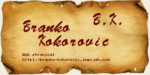 Branko Kokorović vizit kartica